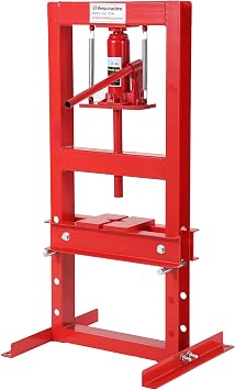 6 Ton Hydraulic H-Frame Shop Press with Adjustable Table & Stamping Plates for Auto Repair, Garage Use, Metalworking, Red