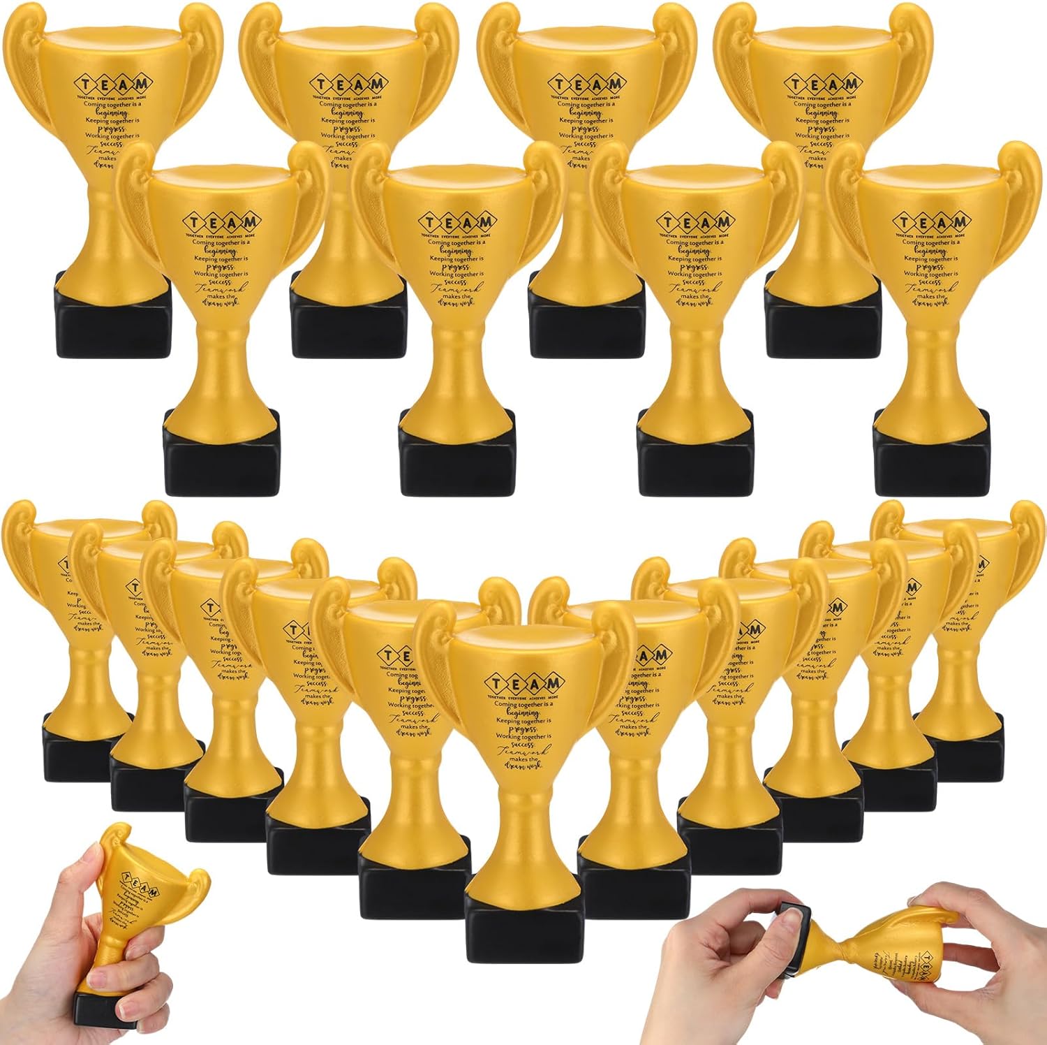 36 Pcs Relief Stress Appreciation Gift for Team, Employee Squeeze Trophy Inspirational Mini Trophy Stress Ball Bulk Recognition Award for Coworker Staff Team Office Business