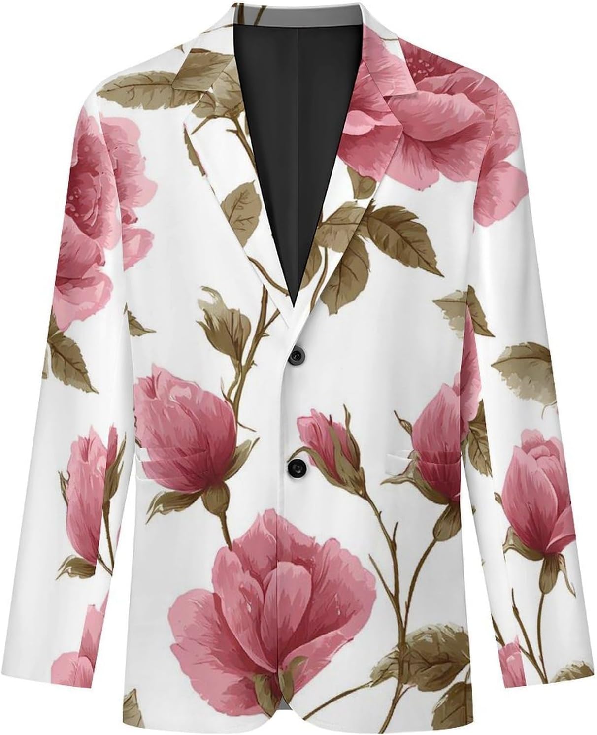 Damask Rose Flower Mens Blazer Two Button Lightweight Sport Coats Suit Business Jacket
