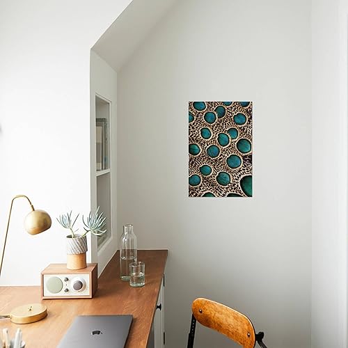 Miniatura 3 de Darrell Gulin - Lienzo decorativo para pared, diseño de plumas de pavo real malayo con círculos azules, 12 x 18 pulgadas