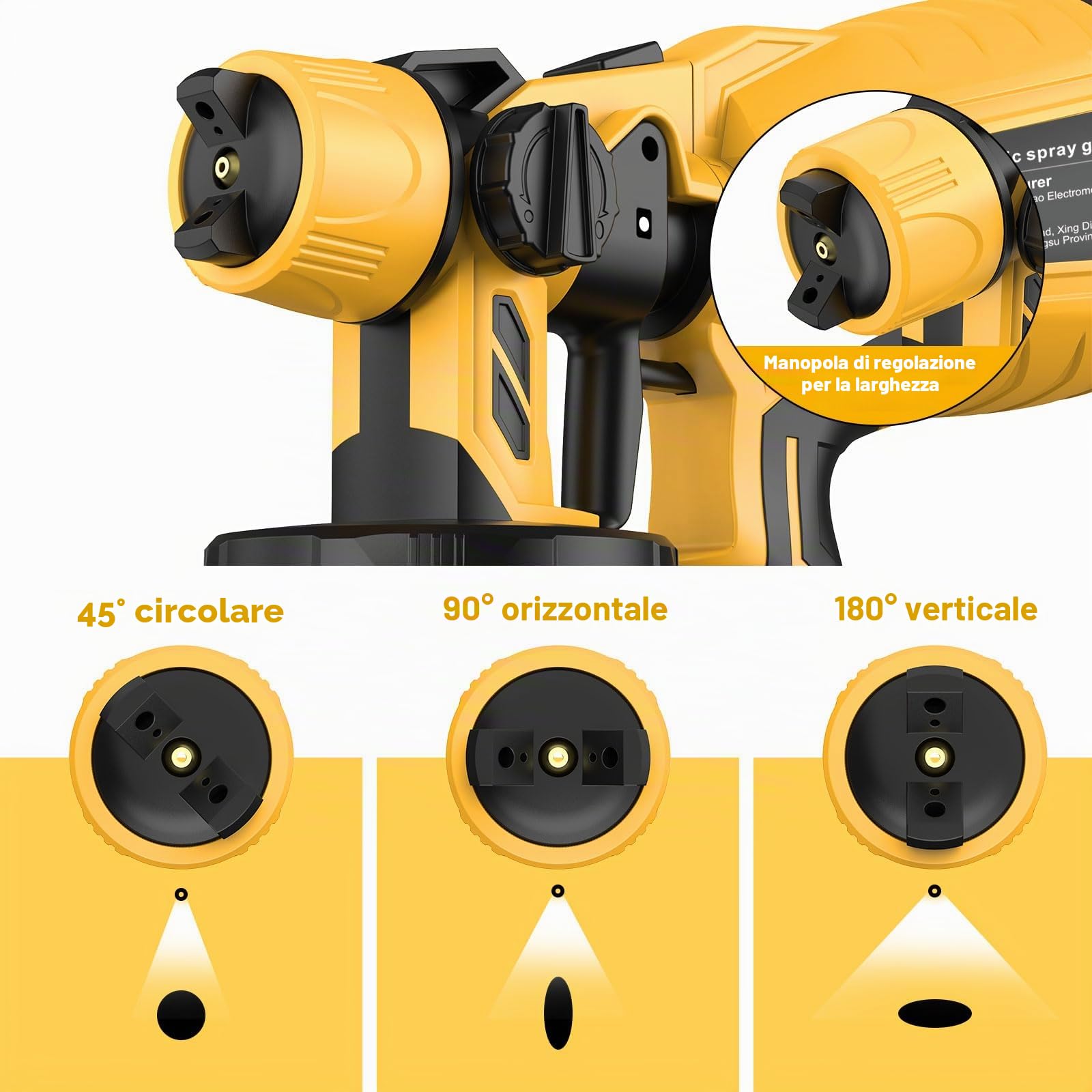 ASUNCELL Pistola Elettrica per Verniciatura, Sistema di Verniciatura a Spruzzo a Batteria con 2X Batterie da 5500mAh, Serbatoio da 1000ml, 3 Ugelli e 3 Modalità di Spruzzo
