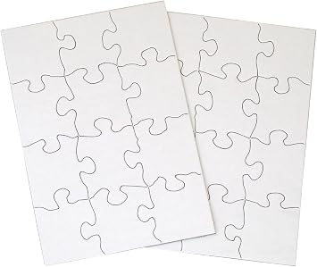 24 Blank Jigsaw Puzzles - 5.5 inch x 8 inch, 12 Pieces per Puzzle - Excellent for Kids Activities, Arts & Crafts, Invitations, Blank Puzzles to Draw On