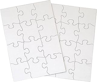 24 Blank Jigsaw Puzzles - 5.5 inch x 8 inch, 12 Pieces per Puzzle - Excellent for Kids Activities, Arts & Crafts, Invitations, Blank Puzzles to Draw On