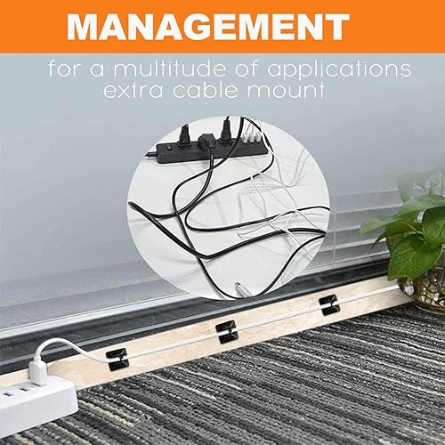 Vista 14 de Paquete de 100 soportes adhesivos para bridas de cables de 1.1 pulgadas con clips de alambre multiusos con orificio para tornillo, palo de anclaje