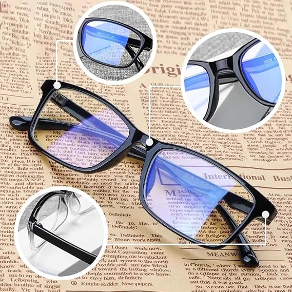 Blue Light Blocking Glasses, PC Glasses, Blue Light 95% Cut Glasses, Blue Light Reduction, gloss black