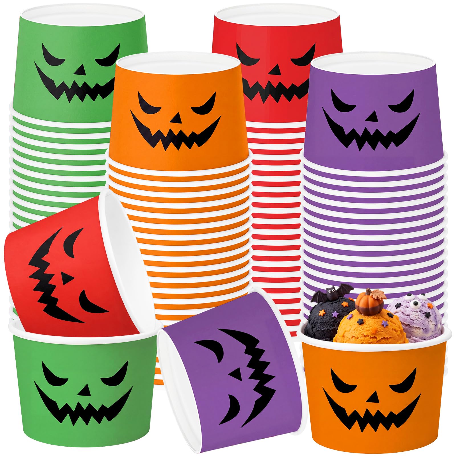 Pickmesh 80 Pcs Halloween Snack Cups 9 oz Ghost Pumpkin Disposable Bowls