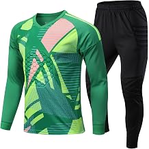 Boys goalie jersey youth Padded Goalkeeper Soccer Jersey and Pants Long Sleeve Goalie Uniform Kit for Kids