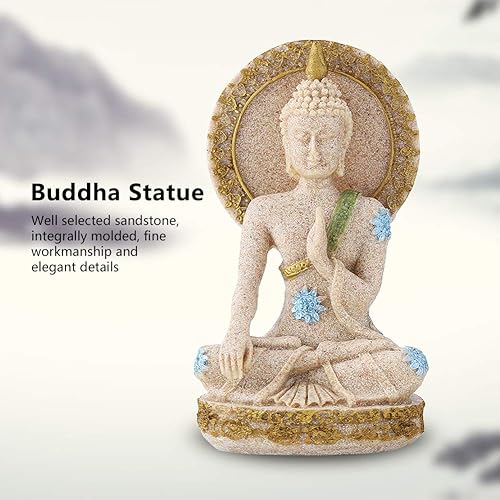 Miniatura 4 de Eujgoov - Estatua de bodhisattva de piedra arenisca Fengshui, estatua de Buda de piedra arenisca para el hogar, decoración de hotel, adorno de