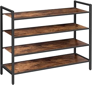 HOOBRO Étagère à Chaussures, Meubles à Chaussures à 4 Niveaux, avec 4 étagère, 100 x 29.5 x 79 cm, Meuble de Rangement, Peu encombrant, pour Entrée, Salon, Chambre EBF24XJ01