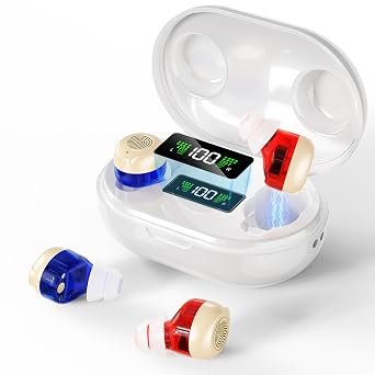 OTC Hearing Aids for Seniors, Noise Reduction, Rechargeable, Clear TV Sound | 8 Hearing Aid Domes for Adult, 3 Scene Modes Meeting/Sport/Outdoor, Volume Memory, Compact In-Ear Design, Auto on/off