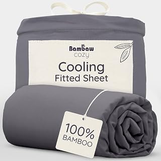Bambaw Bamboo Fitted Sheets, 150 x 200 cm, Hypoallergenic Cooling Sheet for Summer and Winter, Cuddly Black