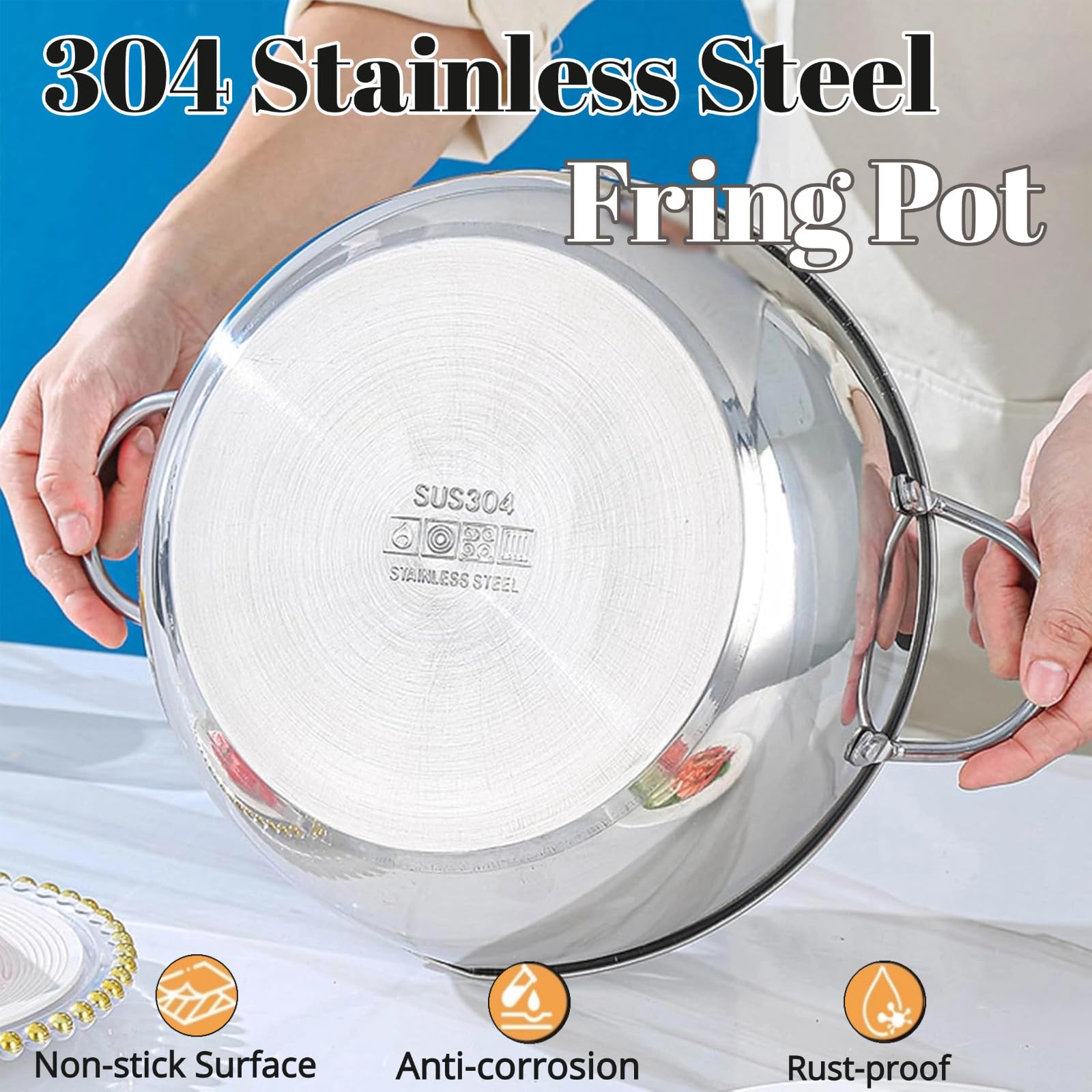 Pentola per frittura, pentola giapponese in acciaio inox con scarico dell'olio, controllo della temperatura e coperchio, friggitrice tempura per fornelli a gas/induzione, per patatine e pollo (28CM)
