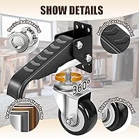 Vista 5 de SPACECARE Juego de ruedecitas para banco de trabajo, 600 lbs, ruedecitas robustas, de liberación rápida, 2 opciones de montaje, ruedecitas