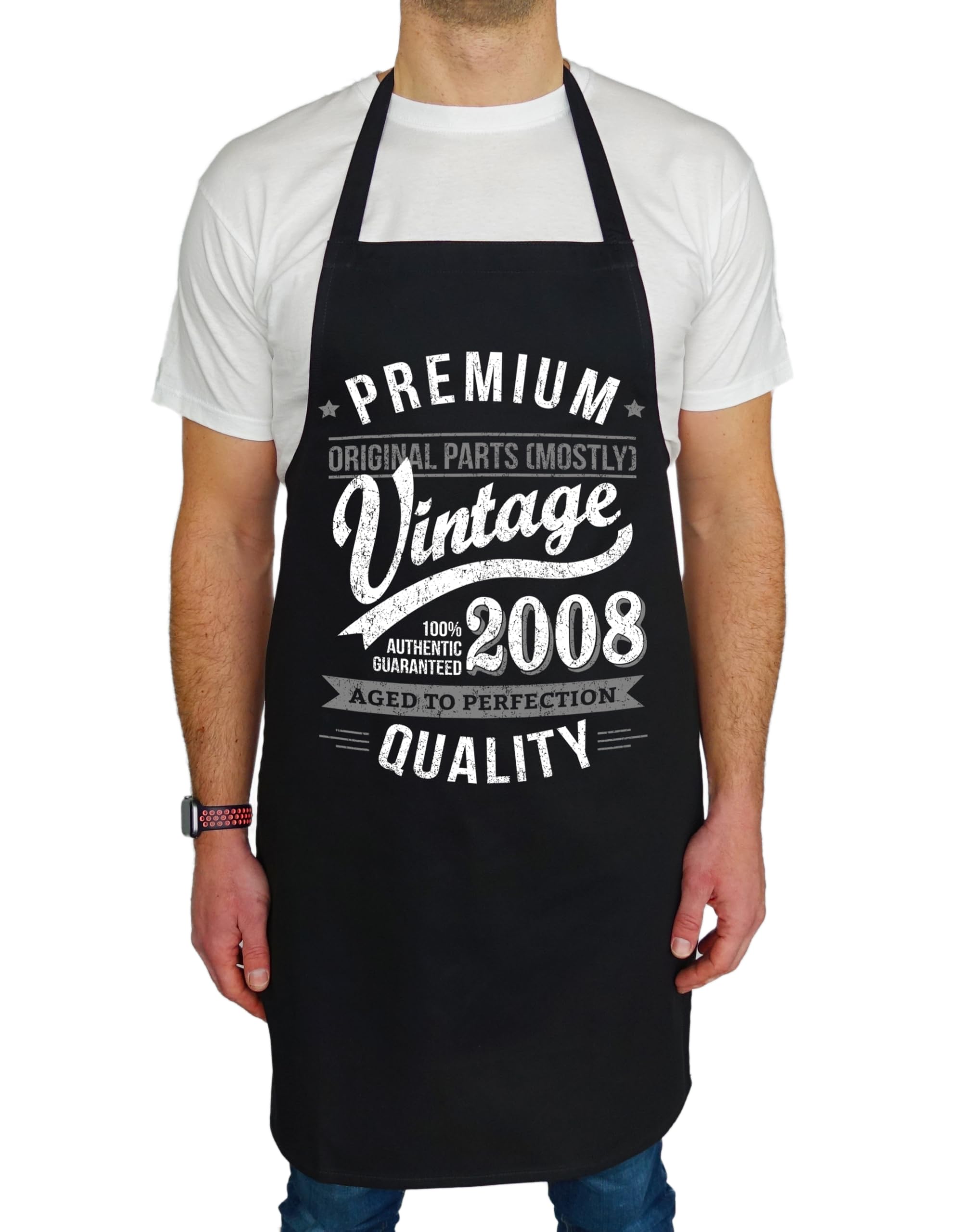 My Generation Gifts Men's Black 2008 Premium Vintage Year - Aged To Perfection - 18Th Birthday Gift | Present For Apron