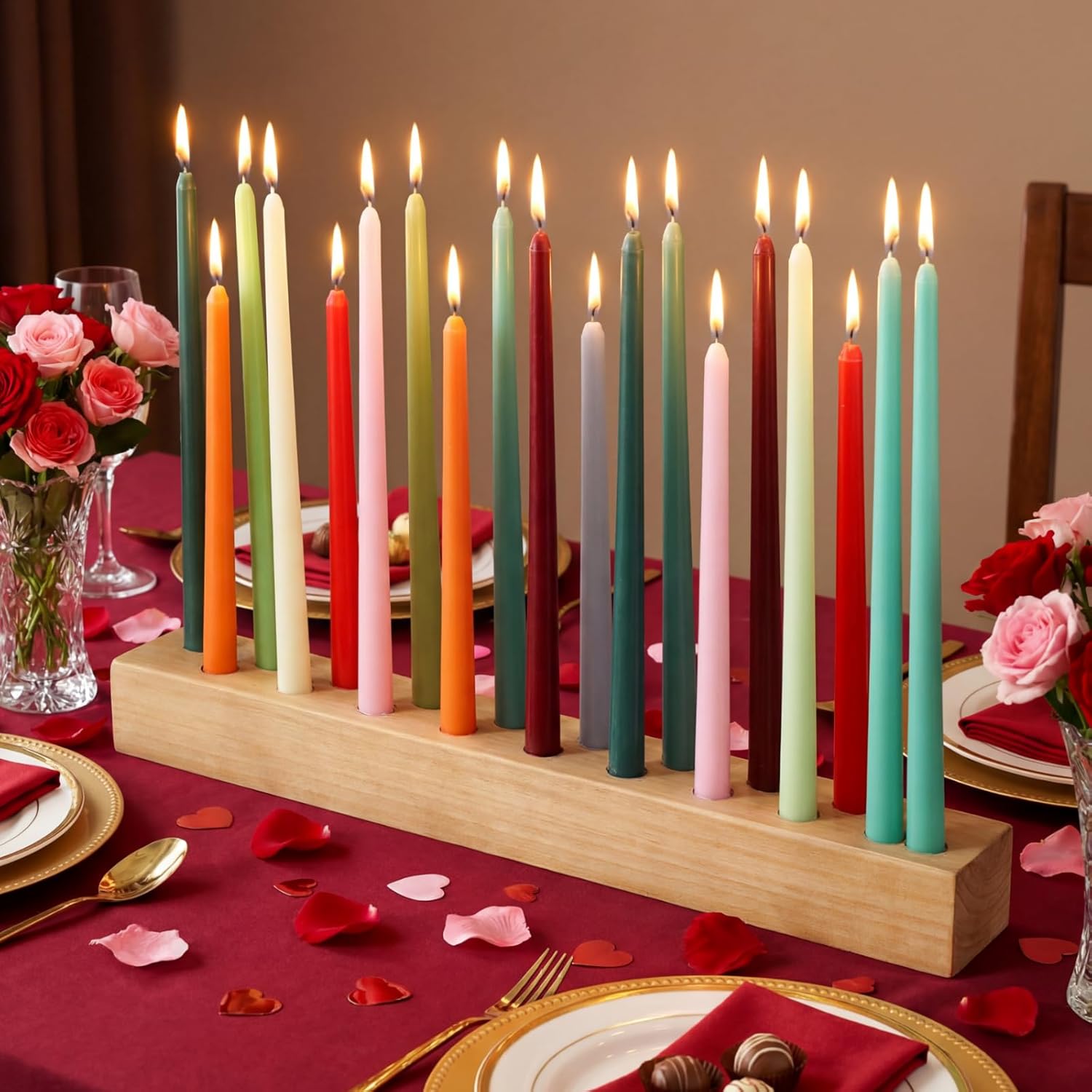Mumufy 36 Inch Wooden Taper Candle Holder Long Candlestick Holders for Table Centerpiece Giant Wood Candlestick for Birthday Party Wedding Anniversary Party Decor Dark Brown Color