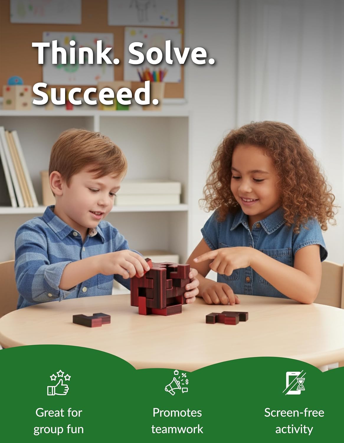Cubix 3D Interlocking Brain Teaser Puzzle Cube, Reddish Brown Dual Tone, Precision Crafted Logic IQ Challenge, Compact Travel Fidget, Screen Free for Kids Ages 3 Plus