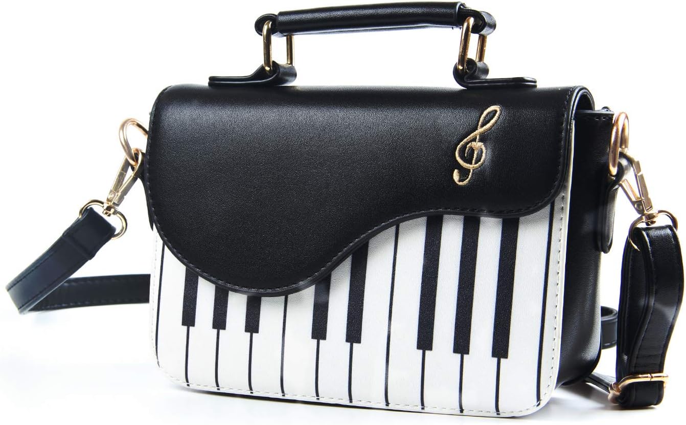 Elegant PU Leather Piano Bag Cute & Stylish Crossbody Shoulder Handbag for Women, Vintage Small Square Purse