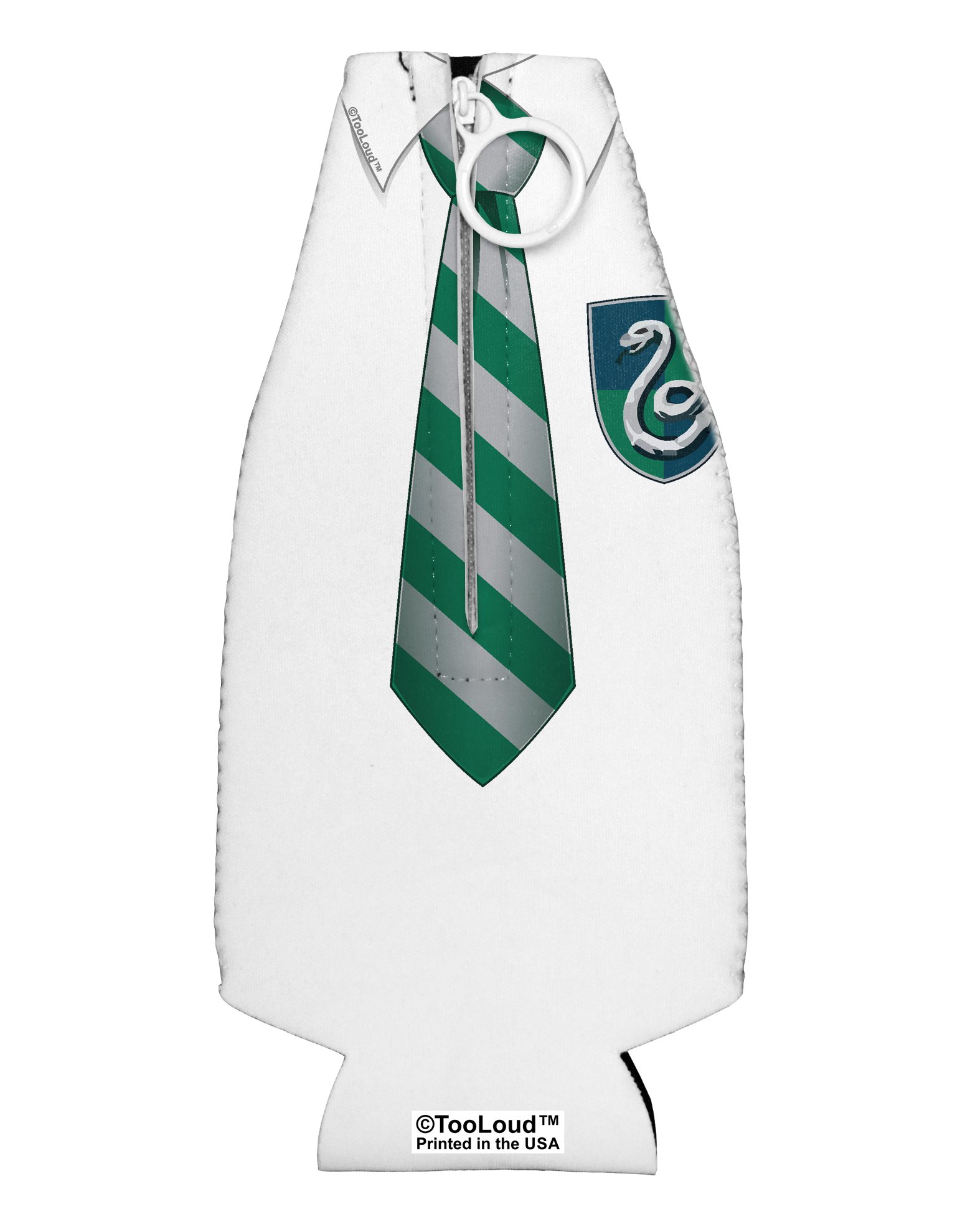 TooLoud Wizard Uniform Green and Silver Collapsible Neoprene Bottle Insulator All Over Print