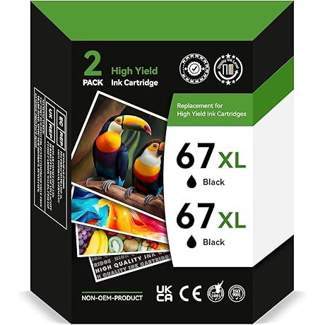 2-Pack HP 67XL High-Yield Black Ink Cartridge for DeskJet Plus 4155