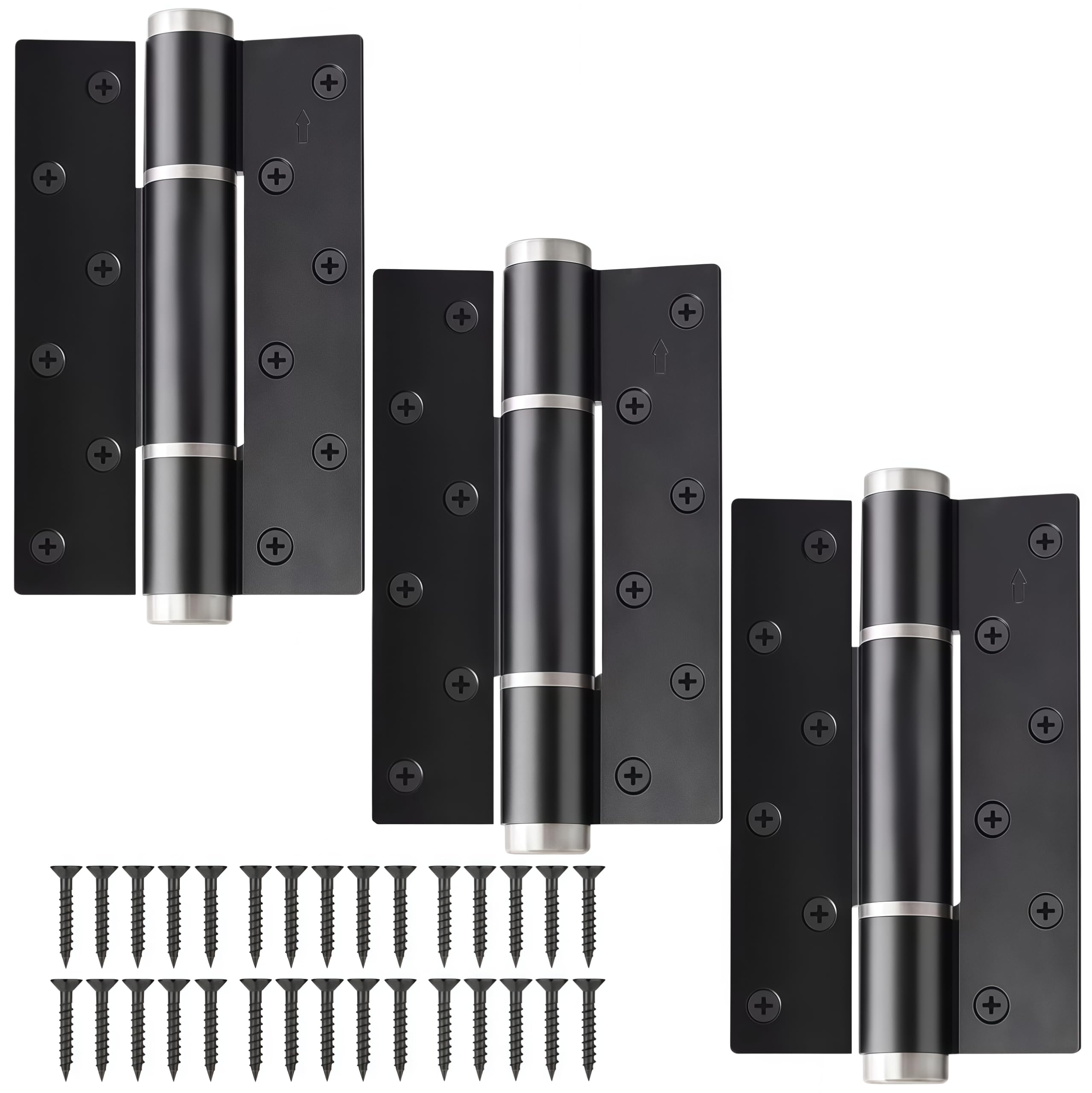 3 Pack of Stainless Steel Hydraulic Hinges Black 6 Inch Casement Hinges