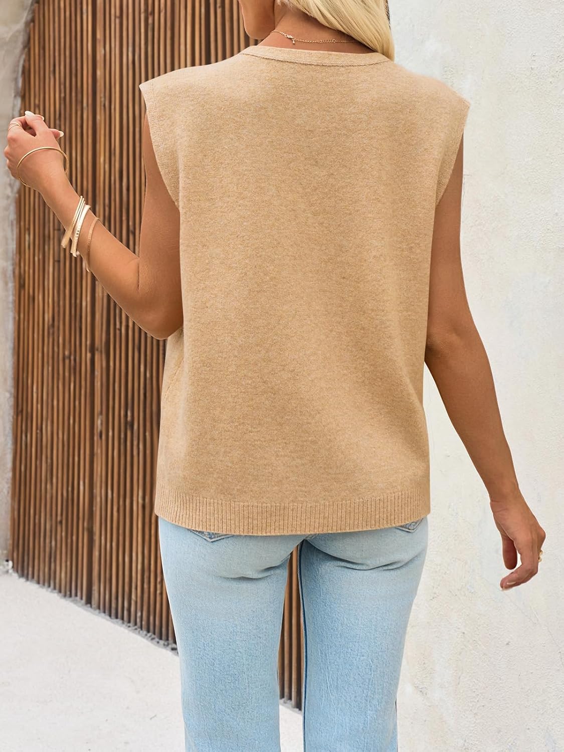 Cicy Bell Womens V Neck Sweater Vest Casual Button Down Knit Vest Outerwear Sleeveless Trendy Cardigans - Image 4