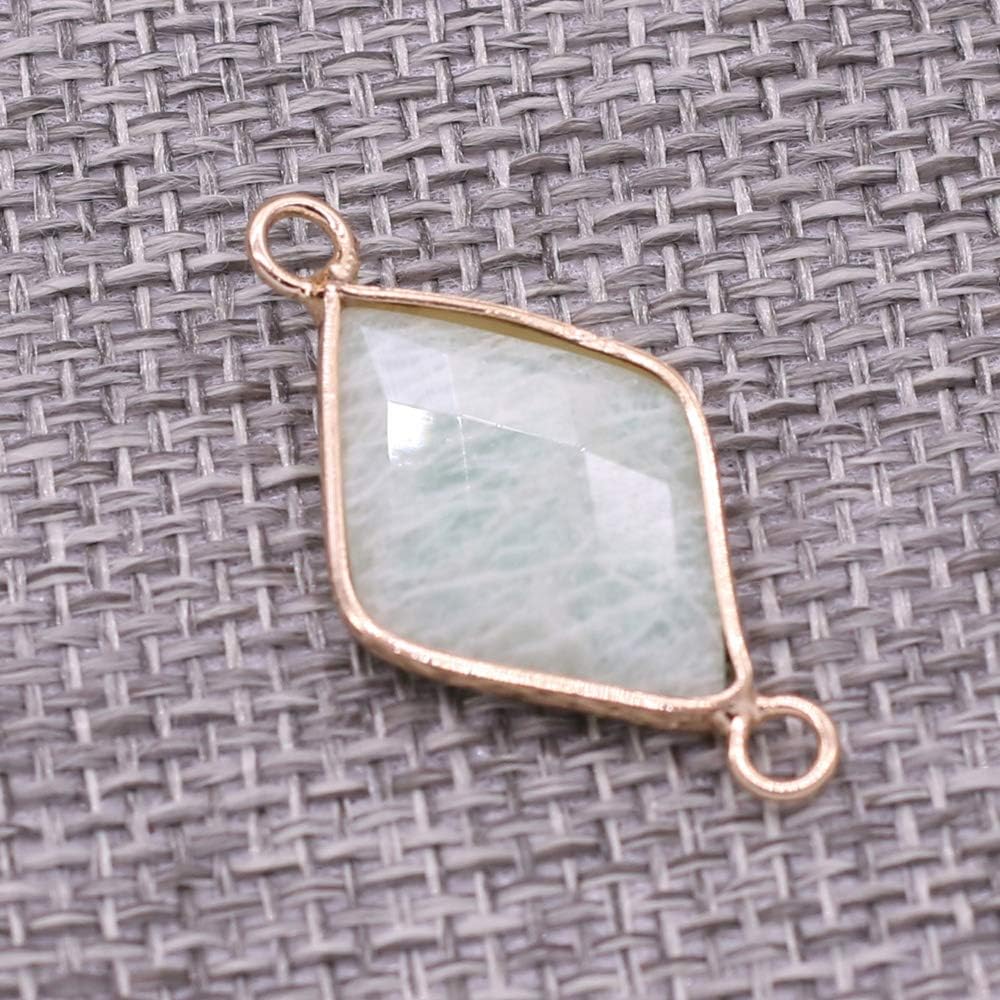 LHJ 6 Pcs natural stone pendant connectors rhombic mixed stone link charms agate crystal for jewelry making necklace bracelet - Image 9