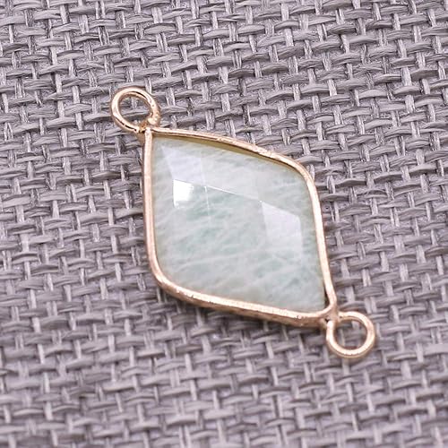 Miniatura 9 de LHJ 6 piezas de conectores colgantes de piedra natural rombo, dijes de eslabones de piedra mixta, cristal de ágata para hacer joyas, collar y