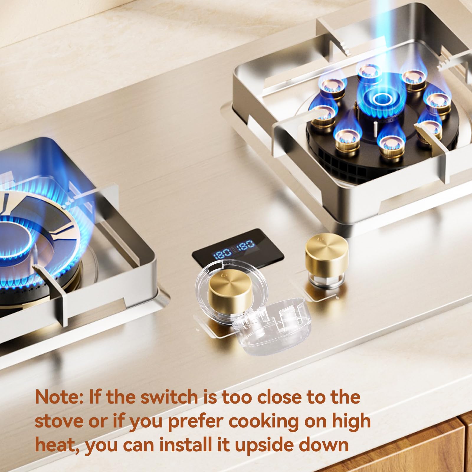 Cache-Boutons de Cuisinière Sécurité Enfant Autocollants Diamètre 4,9 cm Hauteur 4 cm Espacement 6,1 cm