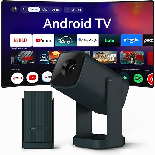 Wanbo Cube 1 Smart Projector with WiFi and Bluetooth, Android TV OS, Google Voice Assistant, 360°Adjustable Home Projectors, 1080P Support, Auto Keystone, Movie Portable Outdoor Projector, Dark Green