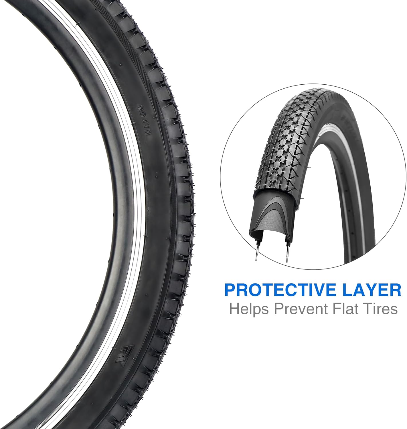 1/2 Pack 24"/26" x 2.125" Folding Replacement Bike Tires for Beach Cruiser Bike，Bicycle Tires for Commuter Bikes，White Wall，Non-Slip