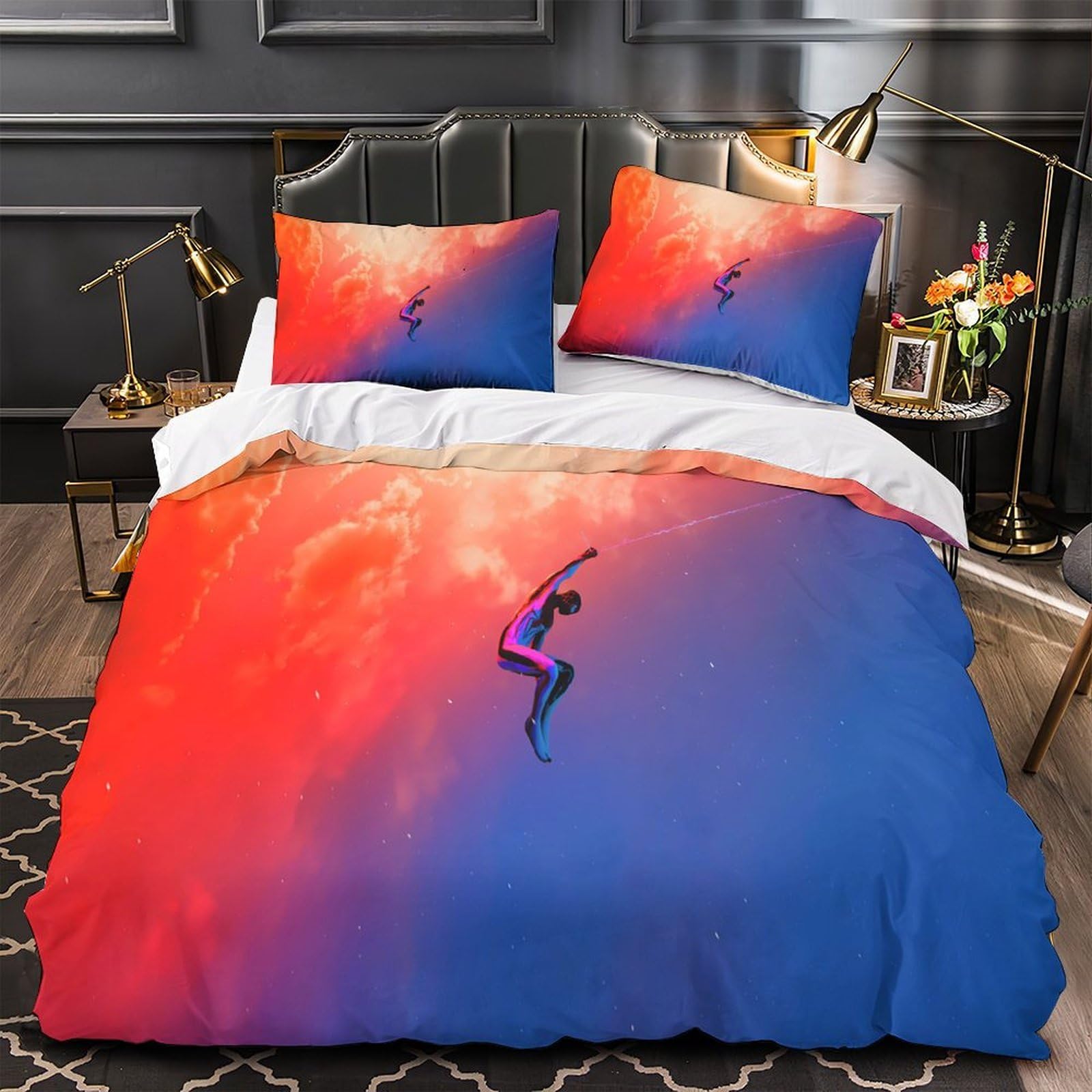 Idée cadeau parure de lit crâne fumant 220x240 pour couple grunge