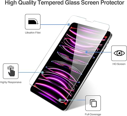 Miniatura 3 de ProCase Protector de pantalla de vidrio templado para iPad Pro 12.9, 6, 5, 4, 3 generación 2022, 2021, 2020, 2018, protector de película de vidrio