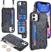 Vista 164 de Cavor for iPhone 11 Wallet Case with Card Slots Holder,Premium PU Leather Kickstand Feature Case [Wrist Strap] Double Magnetic Clasp Shockproof Flip