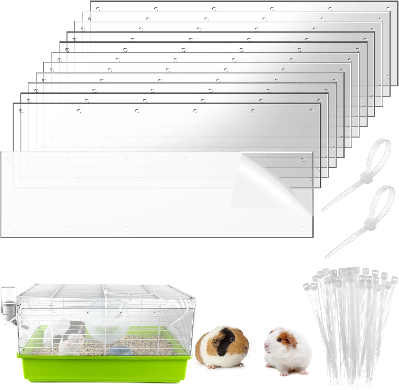 FIONUPI 12 Pcs 14" x 4.5" Pet Cage Edge Liner PVC Clear