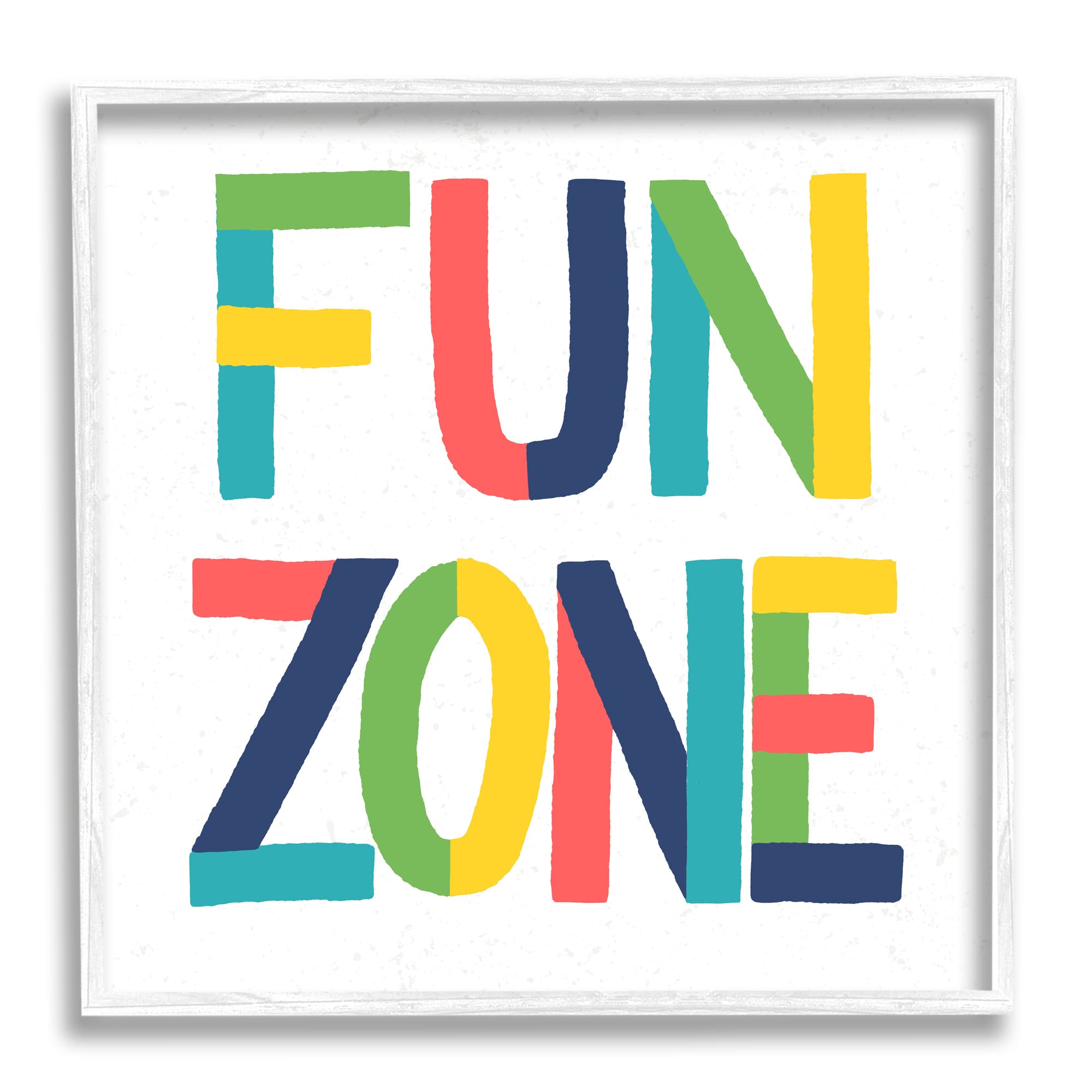 Stupell Industries Fun Zone Children's Motivational Phrase Bold Vibrant Typography, Designed by Raye Allison Creations White Framed Wall Art, 24 x 24