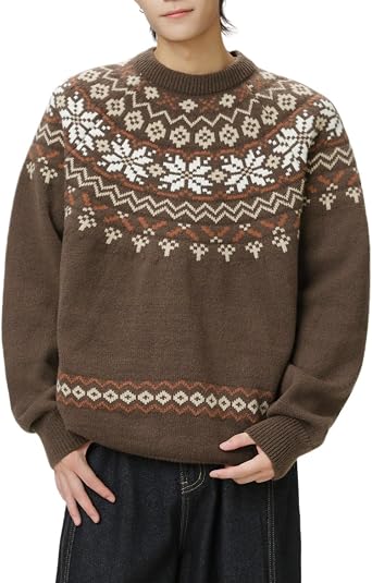 POHADON 2026 Vintage Knitted Sweater for Men Y2k Vintage Aesthetic Chunky Grunge Grandpa Pullover Fall Winter Trendy Clothes