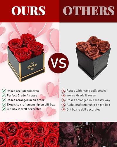Miniatura 6 de Changshunqi Flores Eternamente Frescas, Rosas Preservadas en una Caja, Flores de Rosa Eterna para Entrega, Rosas Preservadas para Siempre, Regalos