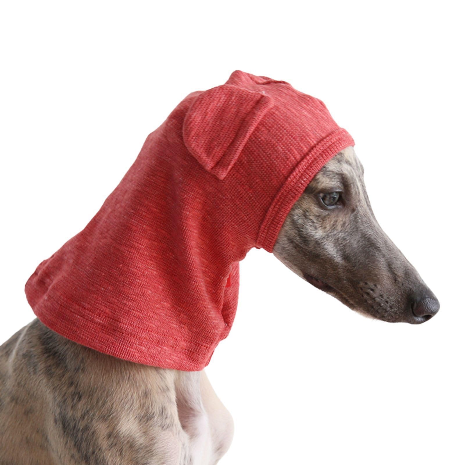 Greyhound Cotton Hat,Whippet Warm Winter Dog Hat Calming Neck Wrap for Anxiety Relief & Ear Protection For Small Medium Dogs (Red, S)