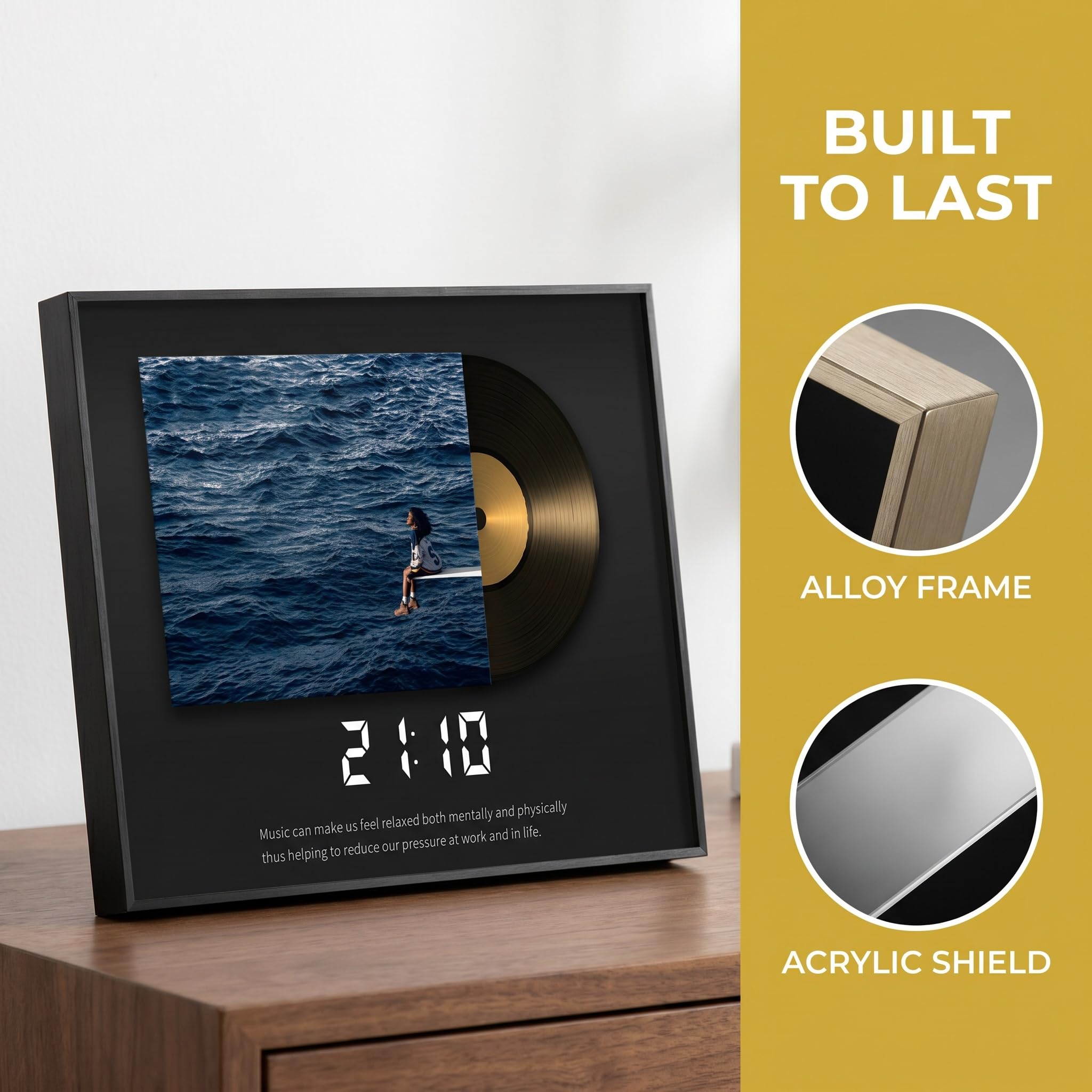 Reloj De Escritorio Digital Led, Reloj De Pared Decorativo, con Alarma, Calendario Y Termómetro, USB Silencioso, Adorno De Mesa Moderno con Marco, Ideal para El Hogar, La Oficina