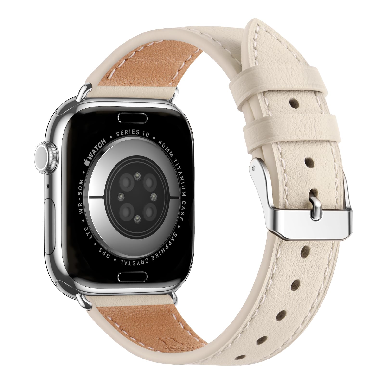 Bestig Leather Bands Compatible with Apple Watch Band 38mm 40mm 41mm 42mm(Series 10 11) for Women Men, Wristband Strap for iWatch SE3/2/1&Series 9 8 7