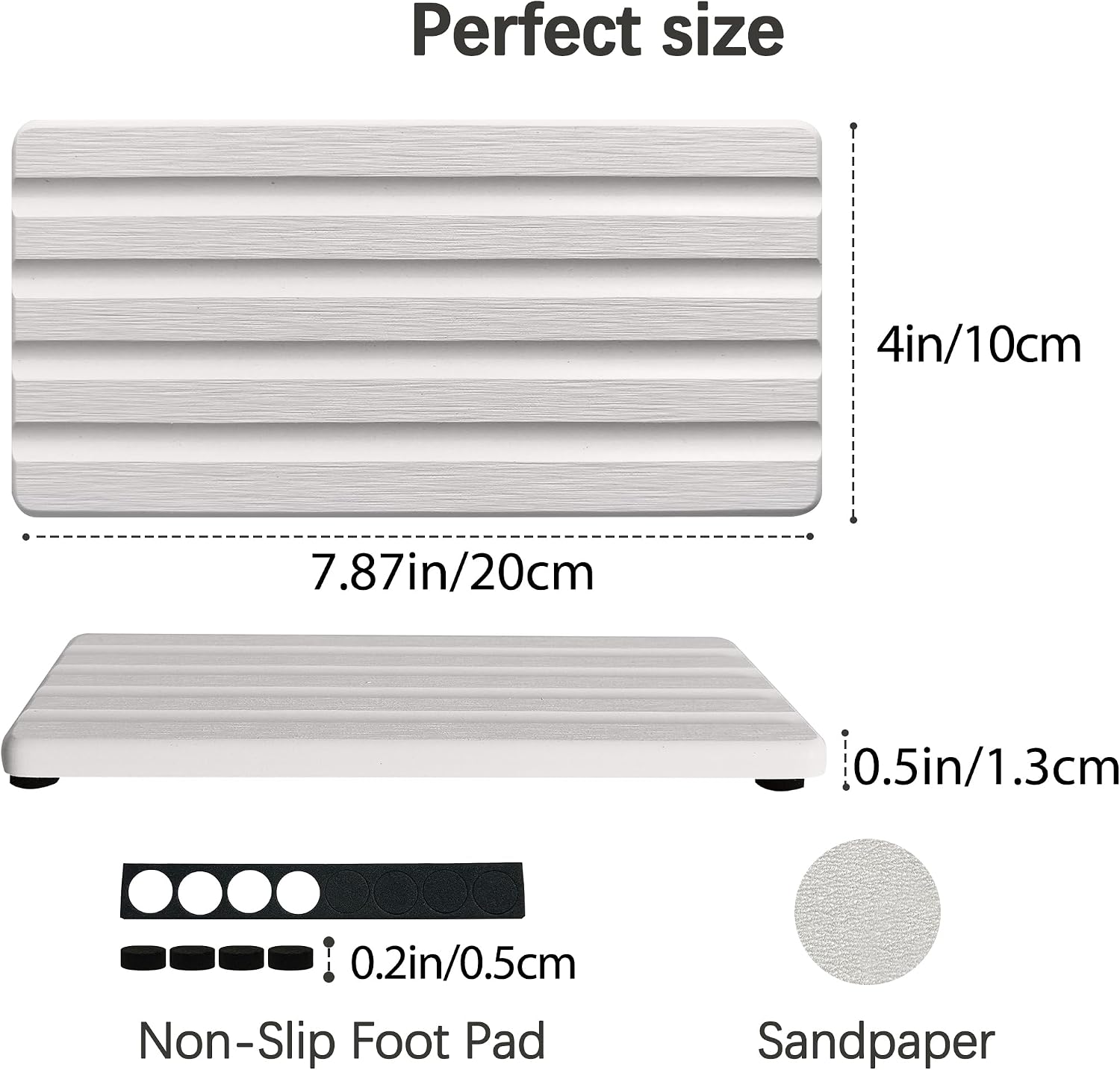 Diatomite Soap Dish Holder Water Absorbing Stone Tray Bathroom Countertop | 2PCS, 7.9" x 4", Fast Drying, Kitchen Sink Organizer, Vanity Tray, Diatomaceous Earth Coaster, Sponge Holder, Sink Caddy
