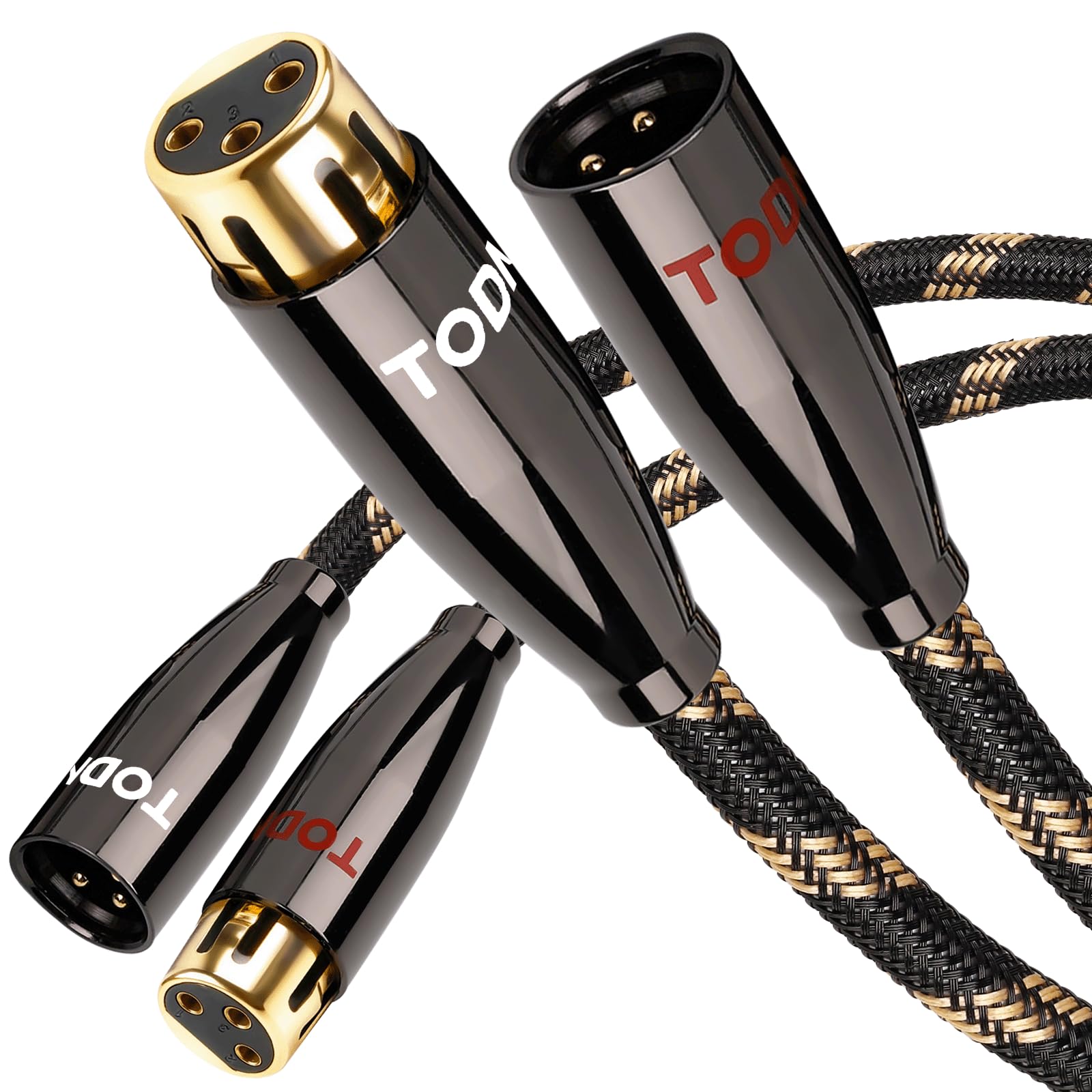 TODN XLR Kabel (3m, 2-Stück), OCC-Leiter | XLR Symmetrisch Audio kabel, 3-poligen Goldbeschichtete XLR Stecker, für Studio-Recorder, Mixer