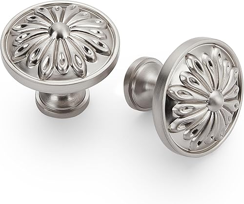 Pomos redondos para cajones y tiradores, paquete de 10 unidades, 1.22 pulgadas, pomos de gabinete de níquel cepillado, pomos de cajón urbanos para