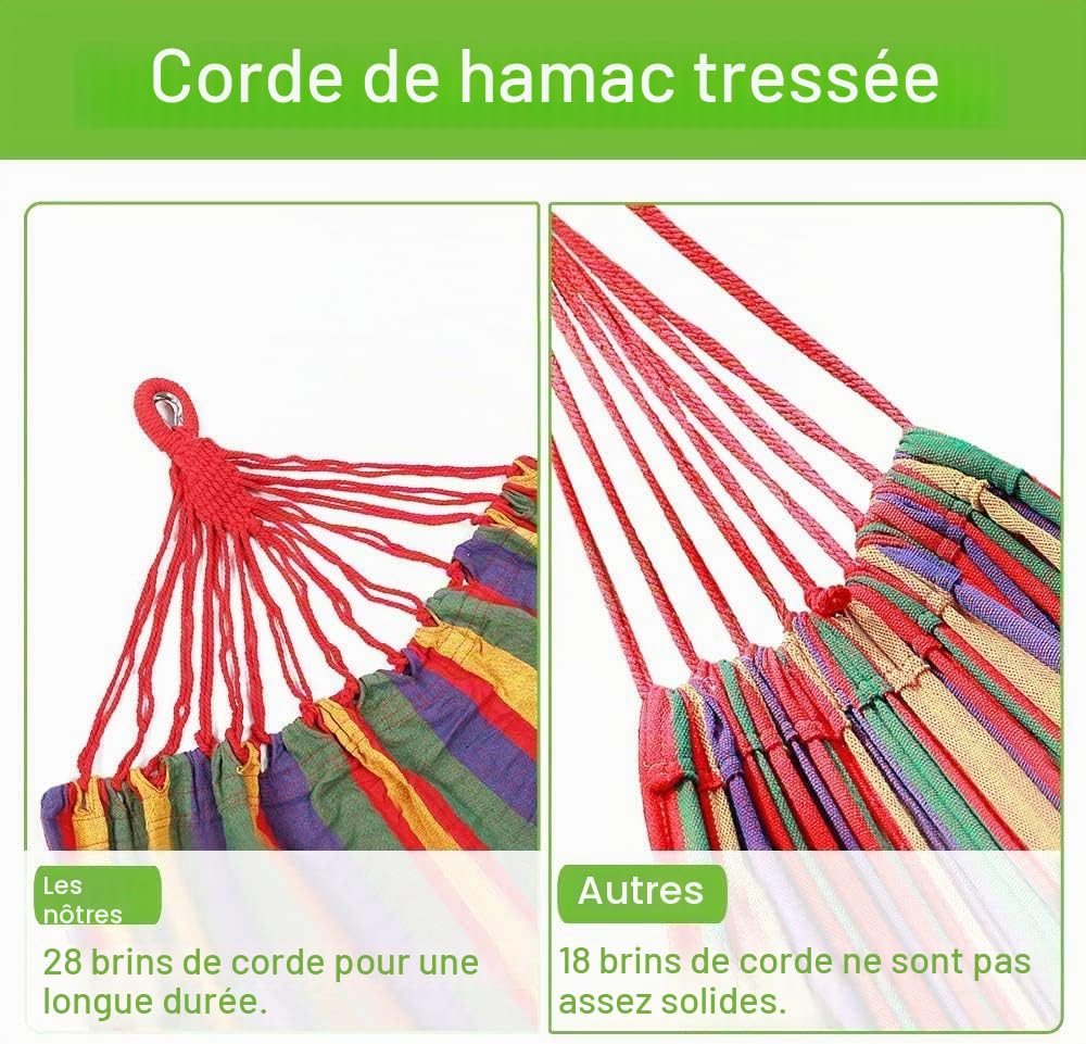 Goutime Hamac Double de 2,6 m avec Support, capacité de 250 kg, Comprend Un Sac de Transport Portable Parfait pour la terrasse intérieure, la terrasse, la Cour, Le Balcon (Bleu et Vert)