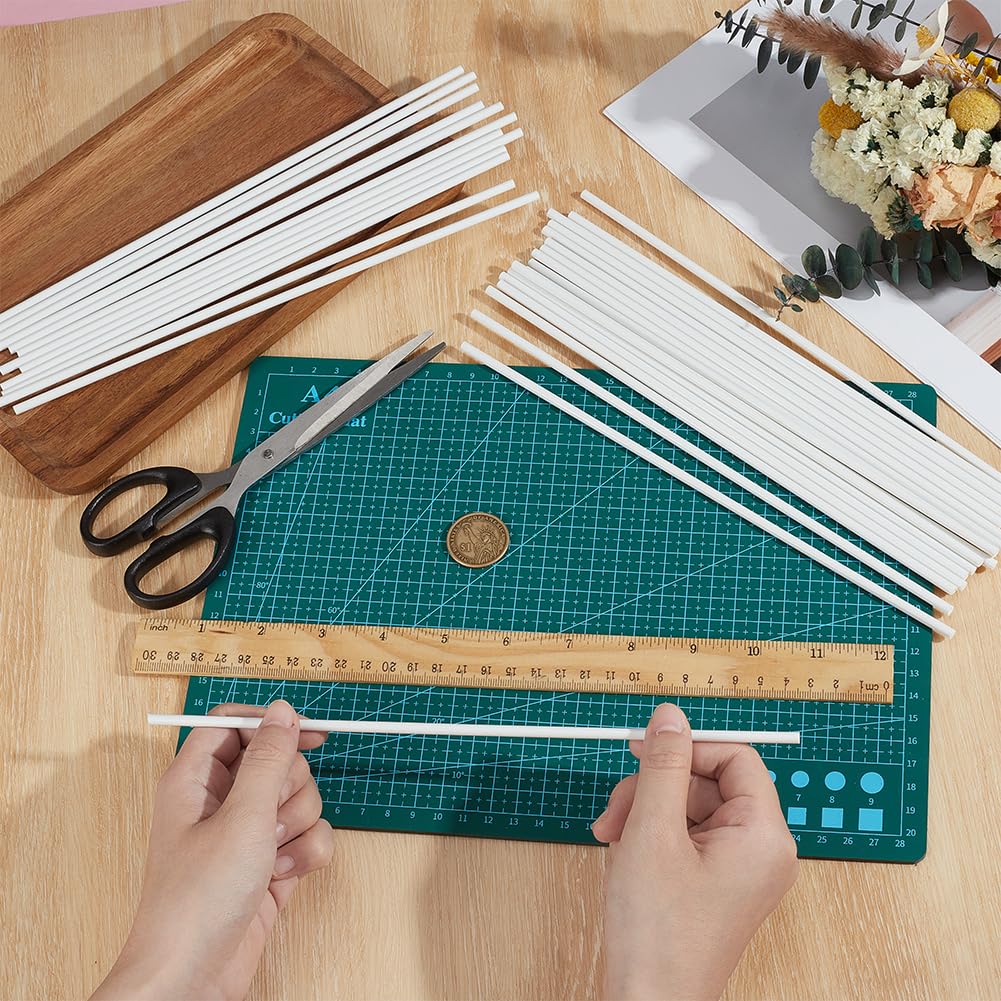 BENECREAT 30 pz Asta Rotonda In Plastica ABS Bianca, Barre Tonde In Plastica Stirene ABS Da 4mm X 250mm, Asta di Collegamento In per Modellismo Fai Da Te, Tavolo di Sabbia per Case