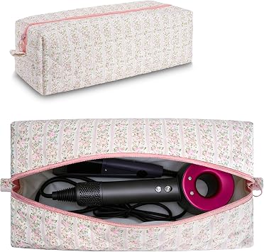 Hair Tools Travel Bag, Quilted Hair Tools Organizer Compatible with Dyson Airwrap Styler, Pink, 13.79*5.94*3.94 inches, Wild, Leopard Print