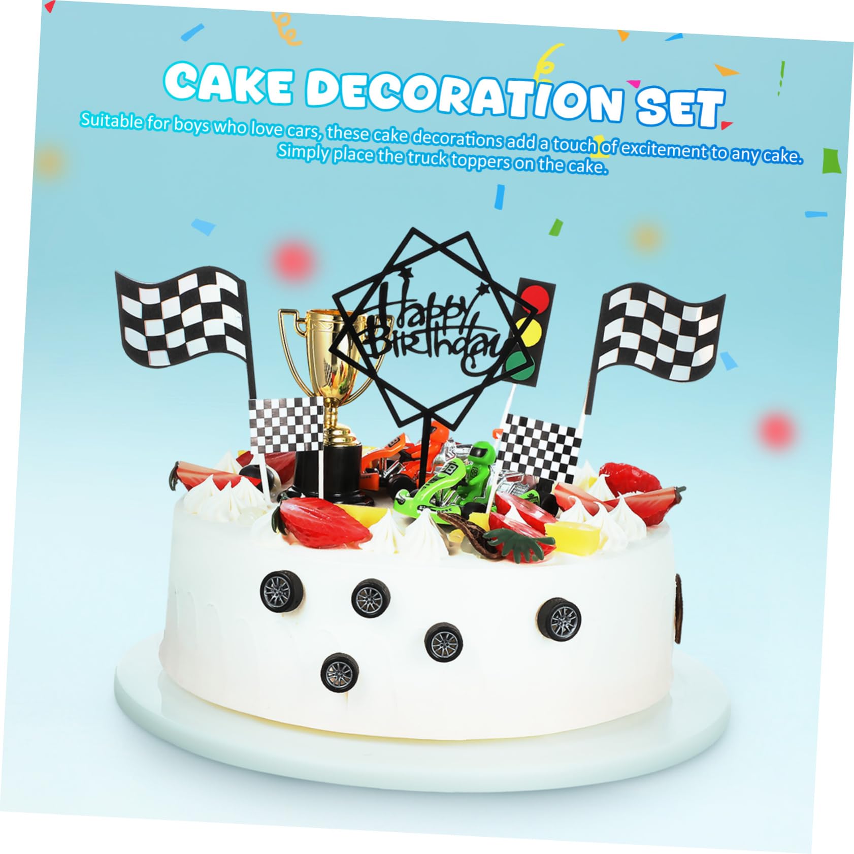 BESTonZON 23pezzi Decorazioni Per Torte Di Compleanno Auto Da Corsa Da Toppers Per Cupcake e Torte Per Feste Di Compleanno Per Ragazzo Ragazza e Shower