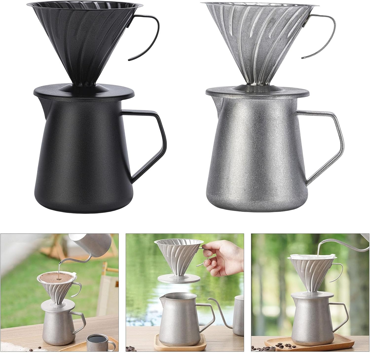 Hand Drip Coffee Maker 600ML 304Stainless Steel Coffee Server Professional Pouring Over Coffee Cup For Office Or Travel