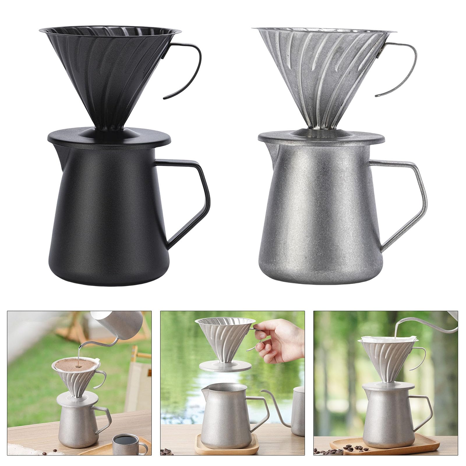 Filtro de café para verter sobre café, 600 ml, herramienta de elaboración de cerveza reutilizable