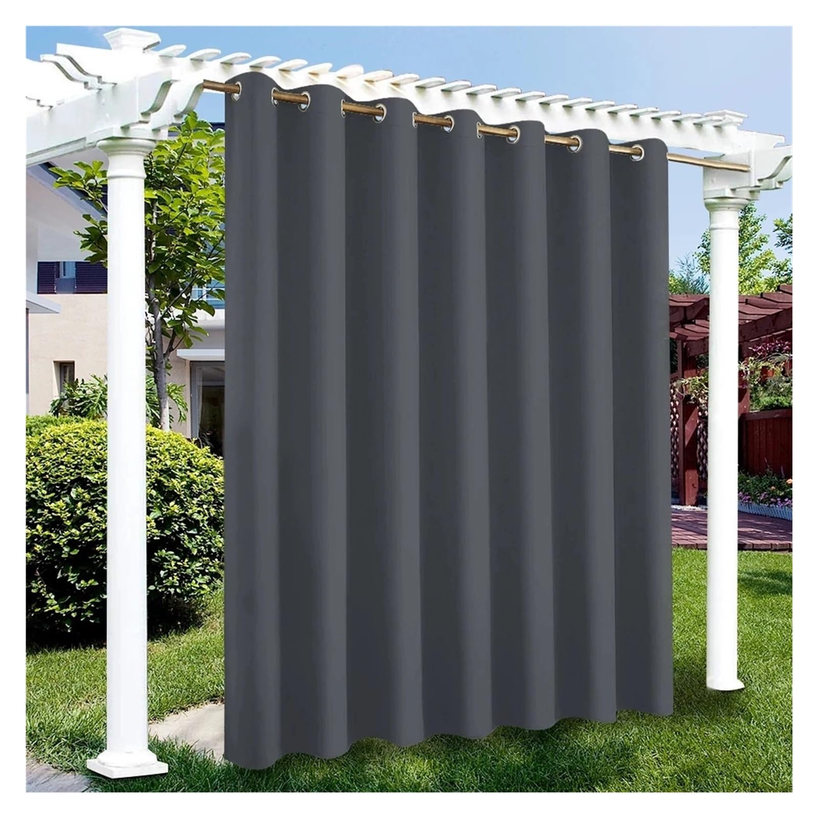 Zymjzbetic Pergola Curtain Privacy Outdoor Curtains Waterproof Garden Exterior Curtain Street Gazebo For Patio Porch Pergola Terrace Cabana Pool(Dark gray,1PCS_W52XH108IN-132X275CM)